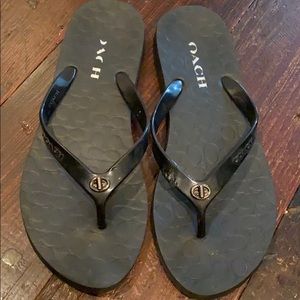 Black coach flip flops